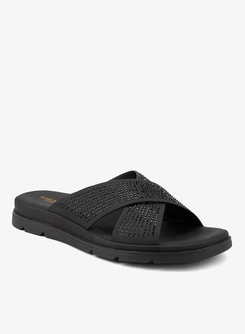 Flora Bella By Shoexpress Embellished Slip-On Cross Strap Sandals