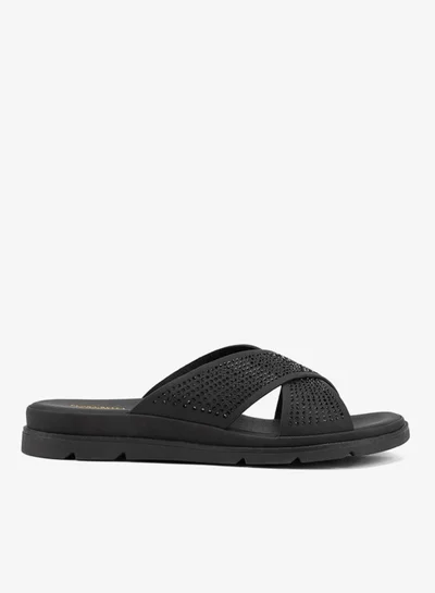 Flora Bella By Shoexpress Embellished Slip-On Cross Strap Sandals