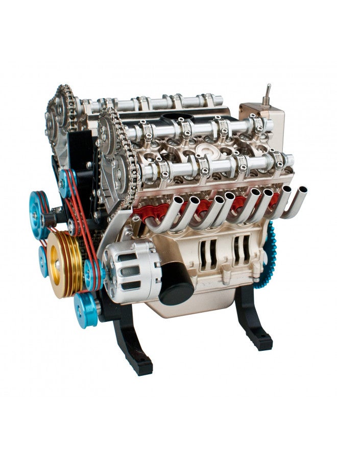 DjuiinoStar Vehicle Engine Model Assembly Kit (350+ Pieces Components, 3 Hours Assembly Time), Eight-Stroke Straight-Eight Gas Engine Working Model, 8 Cylinder Engine Kit DM118 - Image 2