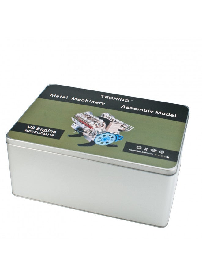 DjuiinoStar Vehicle Engine Model Assembly Kit (350+ Pieces Components, 3 Hours Assembly Time), Eight-Stroke Straight-Eight Gas Engine Working Model, 8 Cylinder Engine Kit DM118 - Image 4