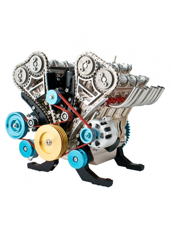 DjuiinoStar Vehicle Engine Model Assembly Kit (350+ Pieces Components, 3 Hours Assembly Time), Eight-Stroke Straight-Eight Gas Engine Working Model, 8 Cylinder Engine Kit DM118 - Image 1