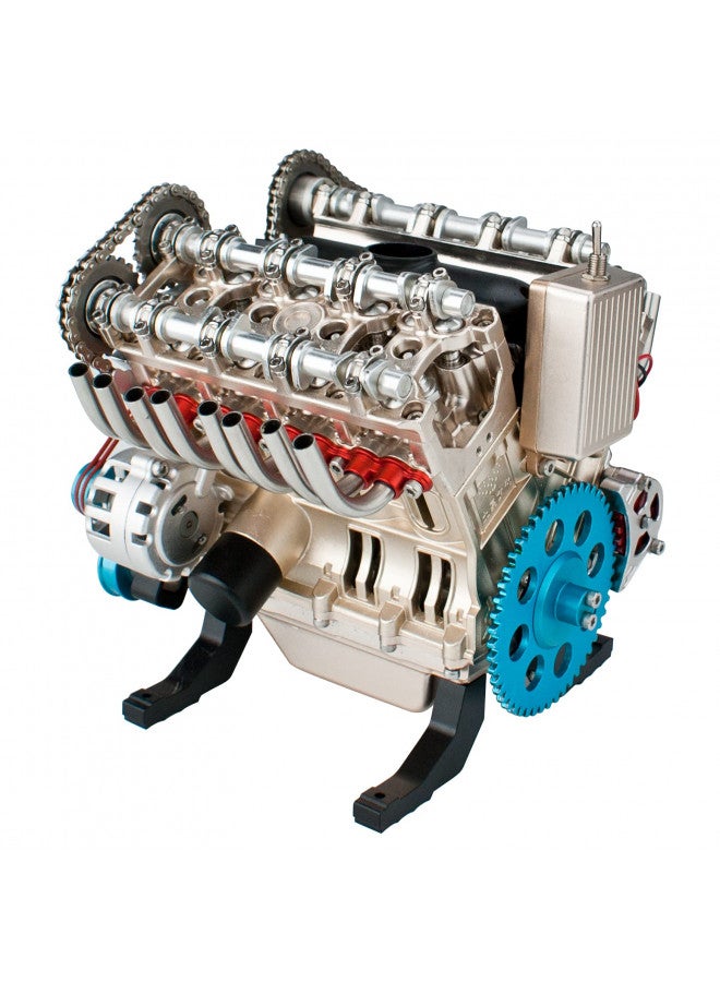 DjuiinoStar Vehicle Engine Model Assembly Kit (350+ Pieces Components, 3 Hours Assembly Time), Eight-Stroke Straight-Eight Gas Engine Working Model, 8 Cylinder Engine Kit DM118 - Image 3