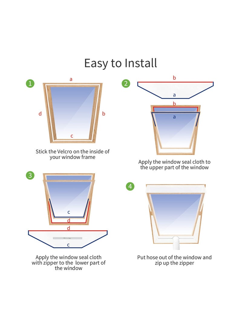 SOLARAE Centre Pivot Roof Window Sealing Kit, for Portable Air-Conditioner and Tumble Dryer, Works with Every Mobile Air-Conditioning Unit, Window Kit, for Window Perimeter up to 390 cm (230cm x 2 Set) - Image 4