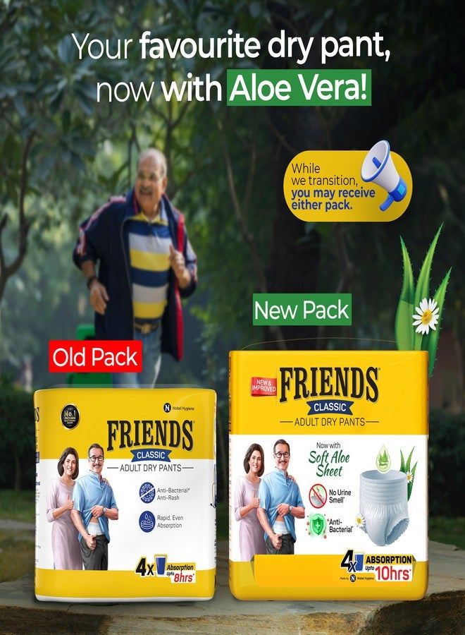 Friends Classic Adult Diaper L Size Pants | 10 Count (Large) | Waist 30 - 56 inch | Aloe Vera | Unisex | Quick & Even Absorption | Long Protection hours | Brief-Like Fit | Odour Lock | Leakproof | Elastic Waist & Anti-Bacterial Absorbent Core - Image 2