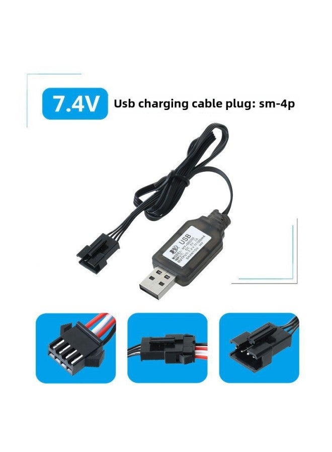14500 Lithium Battery For Electric Remote Control Toy 3.7vusb Charging Cable Charging Set Remote Control Car Toy Accessories-Color:7.4V Charging Cable SM-4P  - Image 1