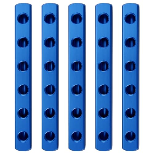 MARSTEK 5PCS Air Manifold 6 Way 9 Port Air Compressor Manifold Aluminum Air Hose Inline Manifold Block Splitter Pneumatic Manifold Air Distribution Block NPT 14 Inch Supply Port NPT 14 Inch Output Port - Image 1
