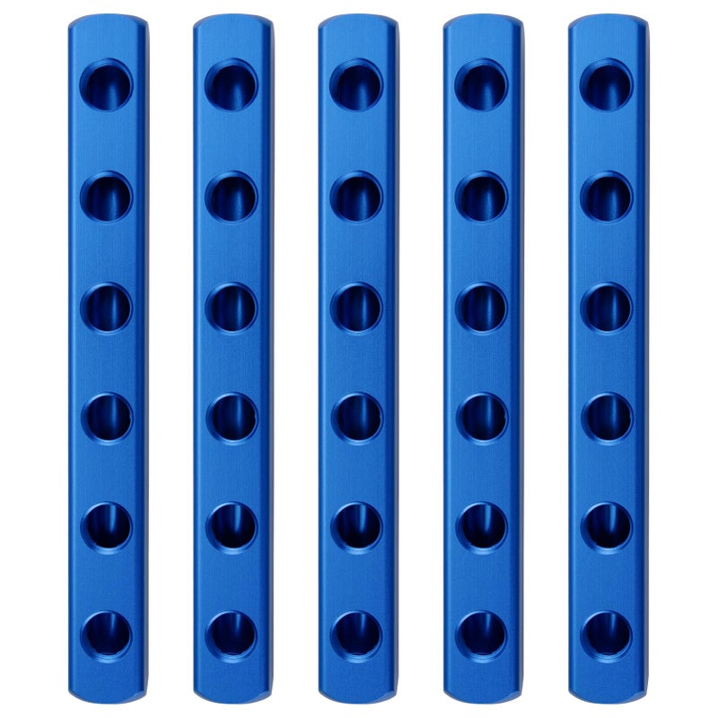 MARSTEK 5PCS Air Manifold 6 Way 9 Port Air Compressor Manifold Aluminum Air Hose Inline Manifold Block Splitter Pneumatic Manifold Air Distribution Block NPT 14 Inch Supply Port NPT 14 Inch Output Port - Image 2