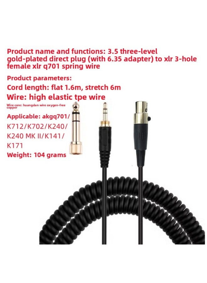 For Cannon Q701 K702 K712 K240 Fever Line 6.35 Plug Spring Line Headset Game-Color:Q701 Spring 3m Wire