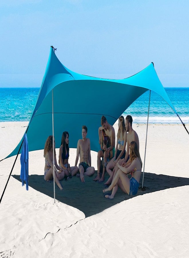 BESTSET 10×10ft UPF50+ Beach Tent Sun Shelter, Windproof Stable Outdoor Pop Up Beach Shade Canopy for Camping, Fishing, Backyard Fun or Picnics, 2 Poles - Image 1