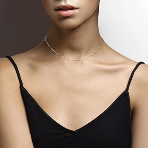 Miabella Italian Solid 925 Sterling Silver, 18Kt Gold Plated 2mm Paperclip Link Chain Necklace for Women, Made in Italy (SI, Length 16 Inches) - Image 3