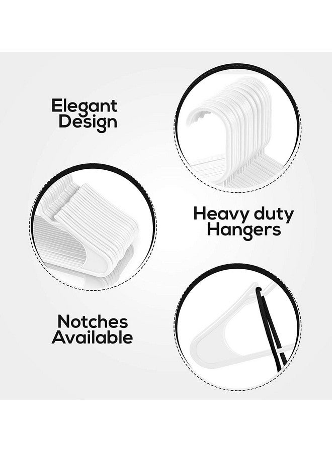 Zollyss Plastic Cloth Hangers For Clothes Hanging Wardrobe Hangers For Multipurpose Storage Saree Dress Shirt Pant Trouser Kids Clothes Hangers (48 Count, White) - Image 4