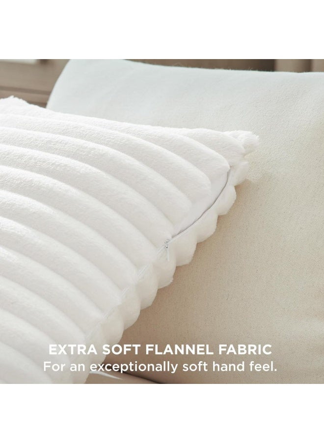 Set of 2 Throw Pillow Covers, Soft Striped Decorative Pillow Covers, Cushion Cases for Sofa, Couch, Bedroom, Living Room (Cream White, 45x45cm) - Image 3