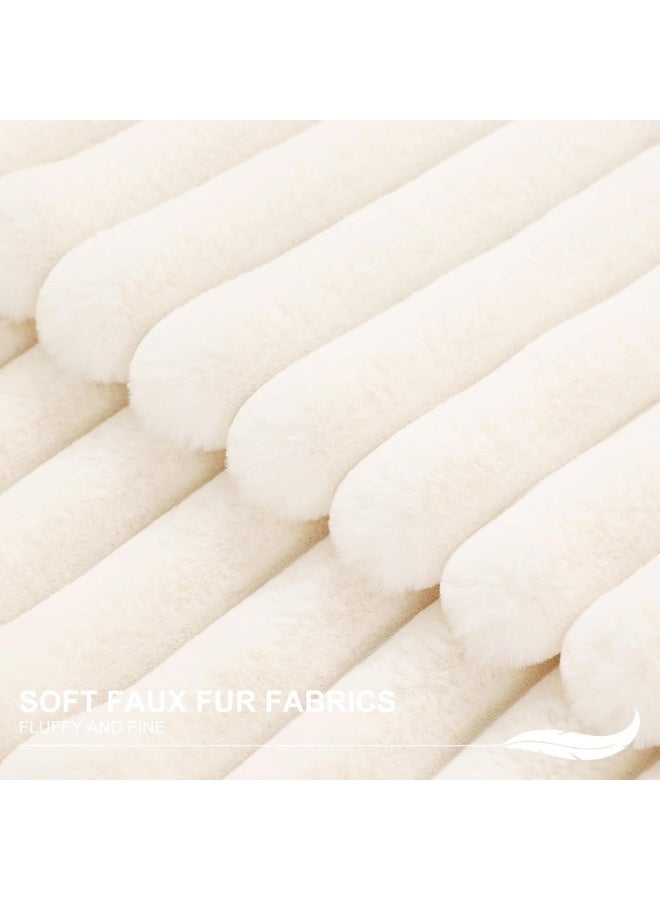 Set of 2 Throw Pillow Covers, Soft Striped Decorative Pillow Covers, Cushion Cases for Sofa, Couch, Bedroom, Living Room (Cream White, 45x45cm) - Image 4