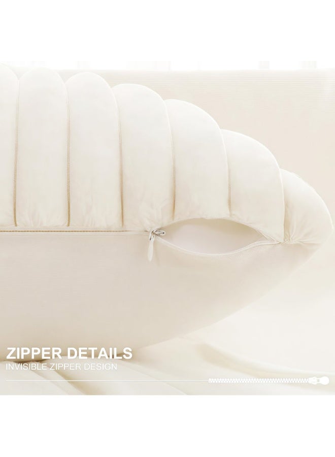 Set of 2 Throw Pillow Covers, Soft Striped Decorative Pillow Covers, Cushion Cases for Sofa, Couch, Bedroom, Living Room (Cream White, 45x45cm) - Image 2