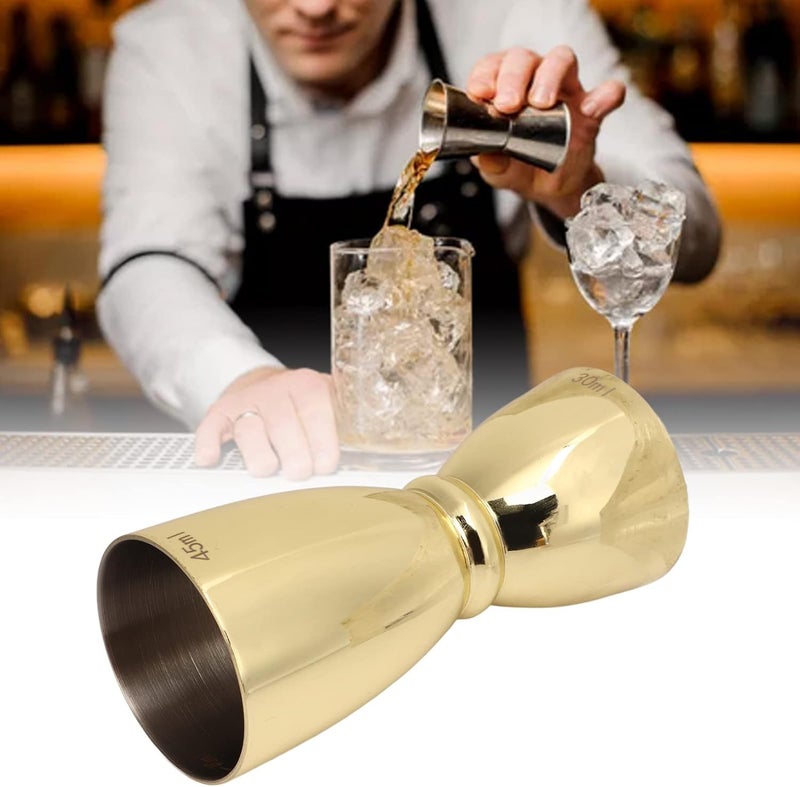 GLOGLOW Stainless Steel Cocktail Measure Cup, U Shaped Double Head Measuring Cup Wide Opening Exquisite Workmanship for Home for Bartender (Gold Plated U Shaped) - Image 1
