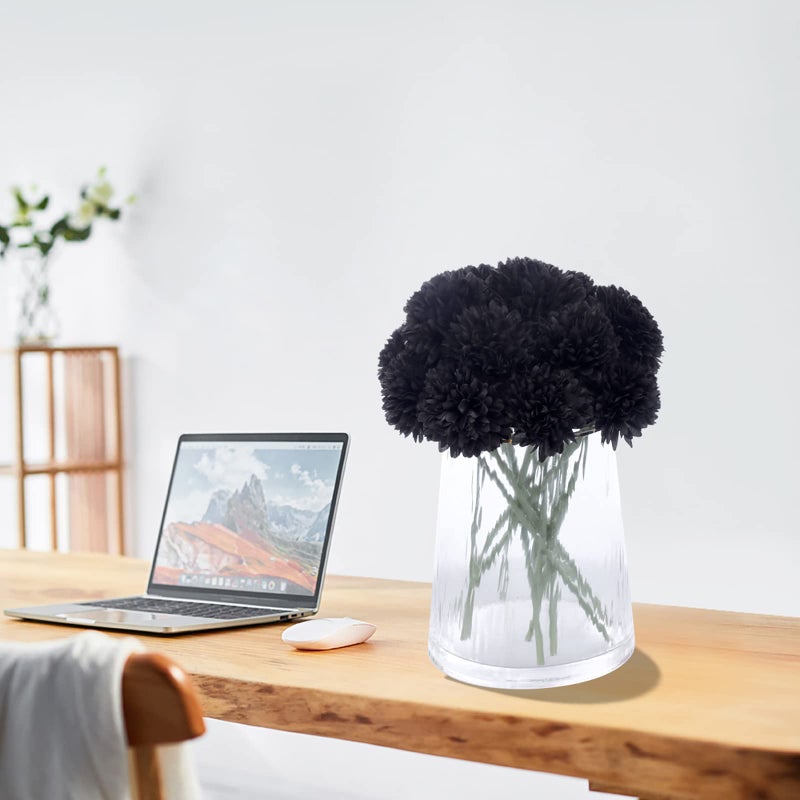 Kimura's Cabin Fake Flowers 15pcs Artificial Silk Hydrangea Chrysanthemum Ball Flowers Bouquets for Home Dining Table Core Party Wedding Halloween Decoration (Black  Pack of 15) - Image 4