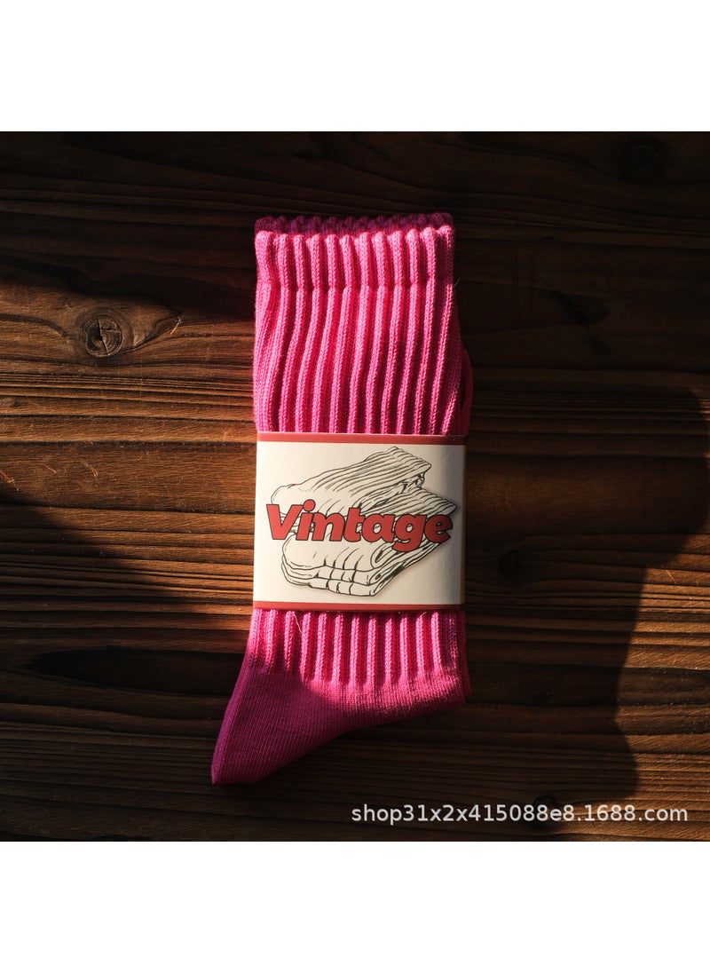 Generic - Retro Knitted Long Tube Socks Mens Womens Cotton Sweat Absorbent High Top Casual Socks Autumn Winter Fashion Stockings White Slats - Image 1