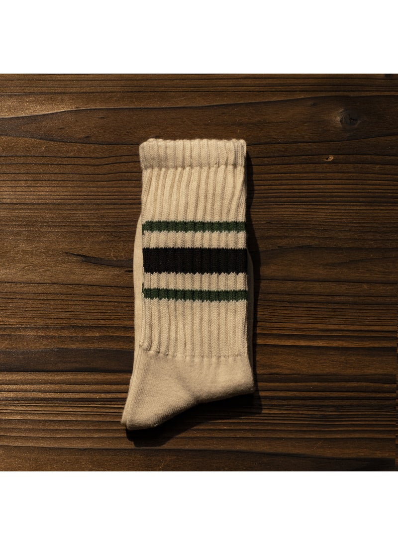 Generic - Retro Knitted Long Tube Socks Mens Womens Cotton Sweat Absorbent High Top Casual Socks Autumn Winter Fashion Stockings White Slats - Image 1