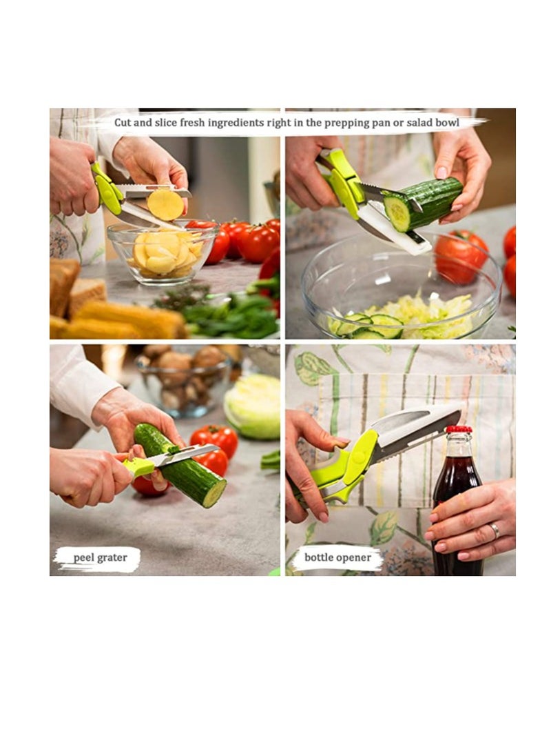SYOSI - Clever Cutter Kitchen Scissors Bundle, Smart Cutter, Bottle Opener, Peeler, Fast & Easy Manual Food Chopper, Multi-Function Vegetable Slicer, Suitable for Outdoor, Kitchen - Image 1