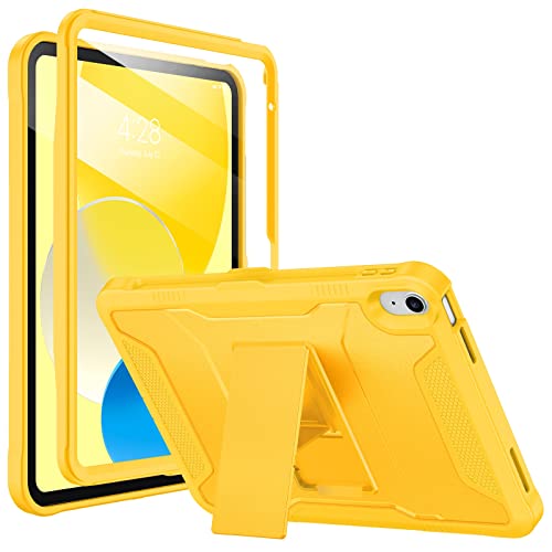 Soke Case for iPad (A16) 11th Generation 11-inch 2025, iPad 10th Generation 10.9-inch 2022, with Built-in Screen Protector and Kickstand, Rugged Full Body Protective Cover - Yellow - Image 1