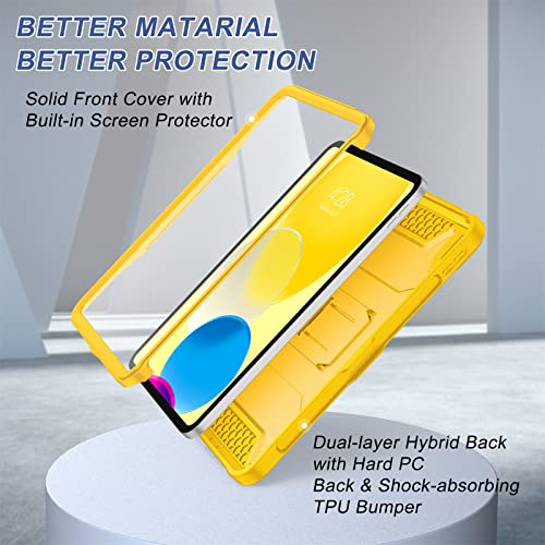 Soke Case for iPad (A16) 11th Generation 11-inch 2025, iPad 10th Generation 10.9-inch 2022, with Built-in Screen Protector and Kickstand, Rugged Full Body Protective Cover - Yellow - Image 4
