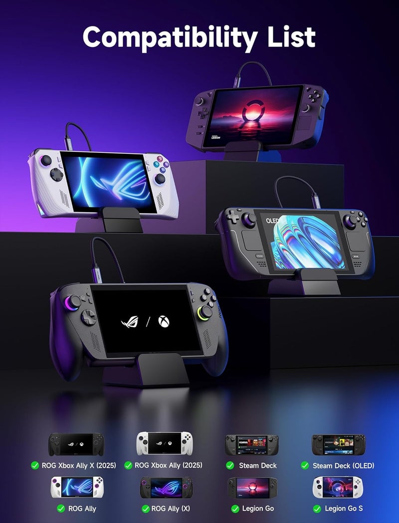 JSAUX 6-in-1 Docking Station for ROG Xbox Ally X/Steam Deck/Legion Go with HDMI 4K@120Hz and 100W Charging - Image 3
