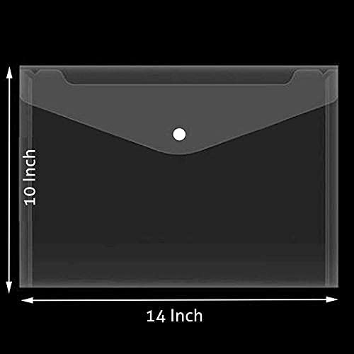CAMPIO A4 Document File Bag, Transparent Envelope Holder Storage Case, Snap Button Organizer, Clear Plastic Container for Papers, Stationery White, Pack of 40 - Image 5