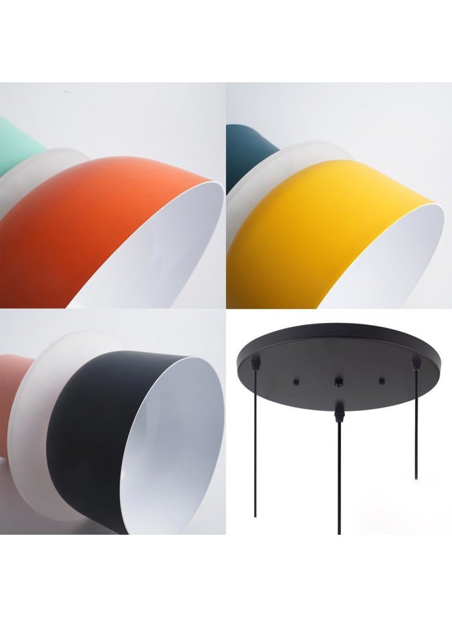 Qufute Nordic Modern Pendant Light Macaron Color Mid Century Hanging Light Fixture with Aluminum Shade Colorful Chandelier Ceiling Pendant Lights for Dining Room Kitchen (3-Light) - Image 3