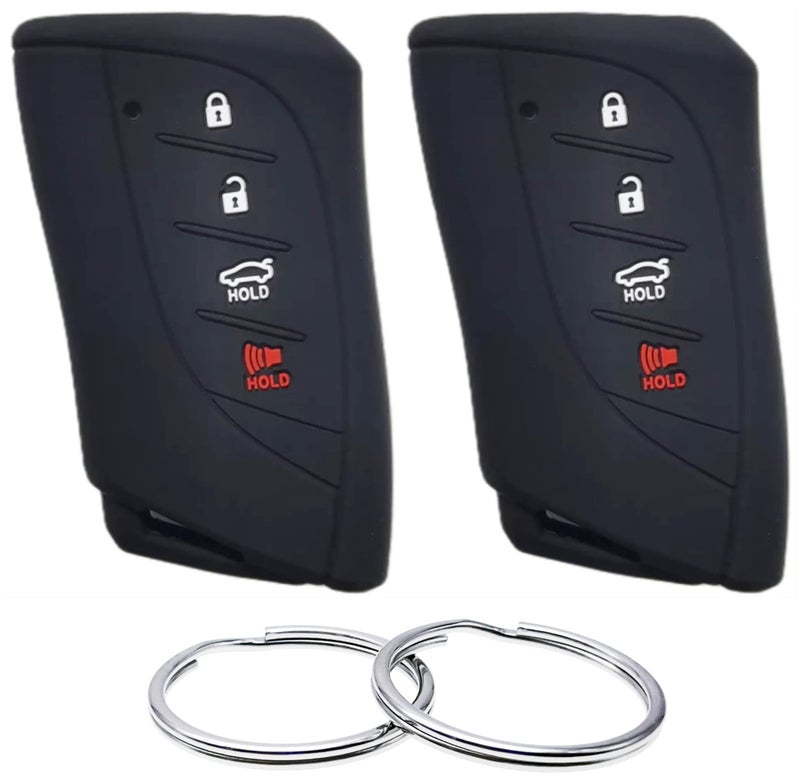 REPROTECTING Silicone Rubber Key Fob Cover Compatible with (4 Buttons) 2018 2019 2020 2021 Lexus ES300h ES350 LC500 LC500h LS500h HYQ14FBF 1551A-14FBF PT420-00184-L1 (Black Black)