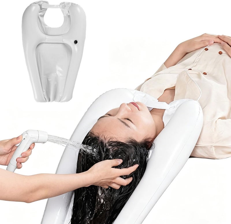 Portable Shampoo Bowl with Inflator, Hair Washing Station for Seniors, Inflatable Hair Washing Basin for Sink, Outdoors & Hospital, for Wheelchair, Kids, Bedridden, Pregnant - Image 1