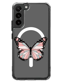 Magnetic Case for Samsung Galaxy S23 6.1-inch Compatible with MagSafe Wireless Charging, Shockproof Phone Bumper Cover Butterfly-01