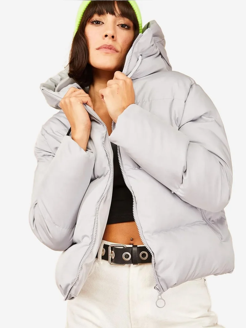 بيانكو لوتشي معطف مبطن بالزغب بغطاء رأس من لوتشي