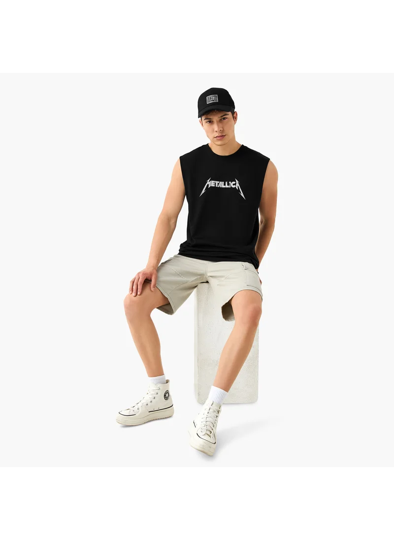 اس بي كاركترز Metallica Print Crew Neck Sleeveless T-shirt