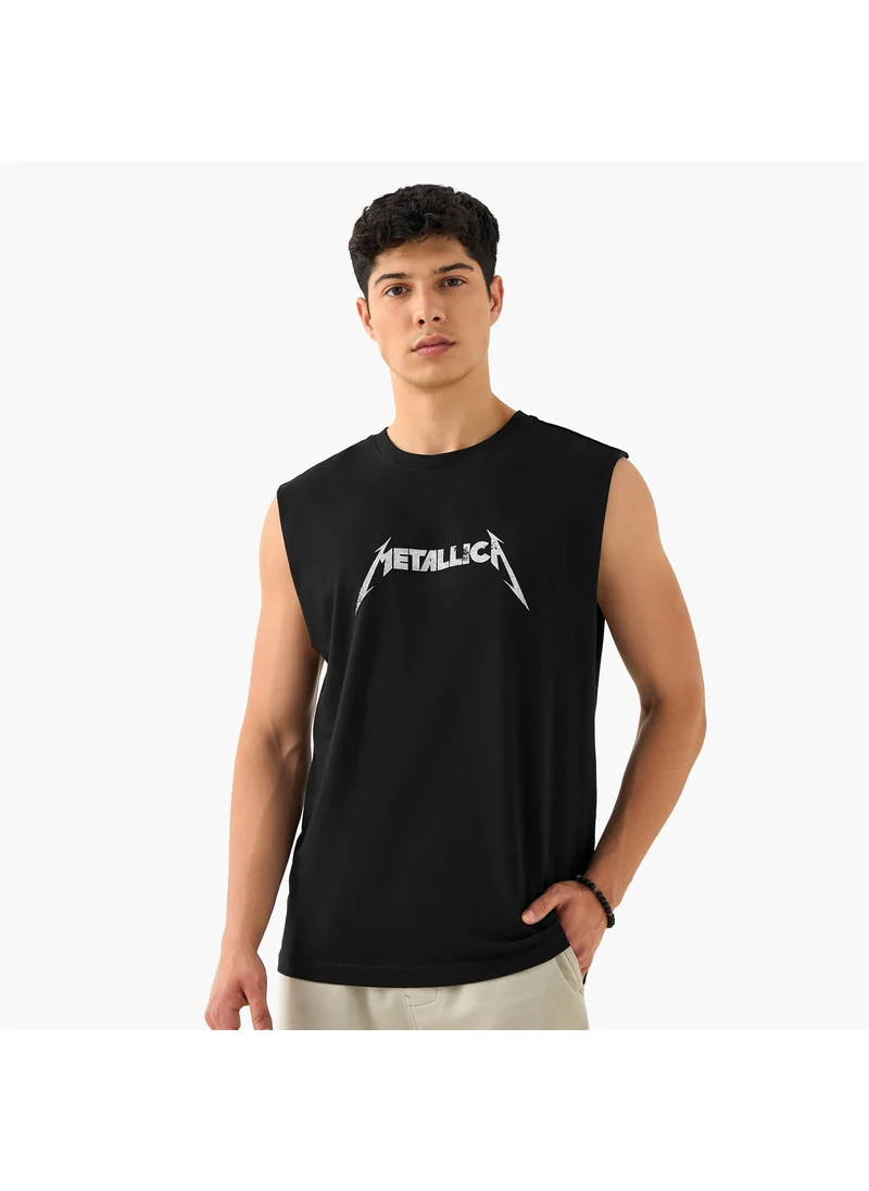 اس بي كاركترز Metallica Print Crew Neck Sleeveless T-shirt