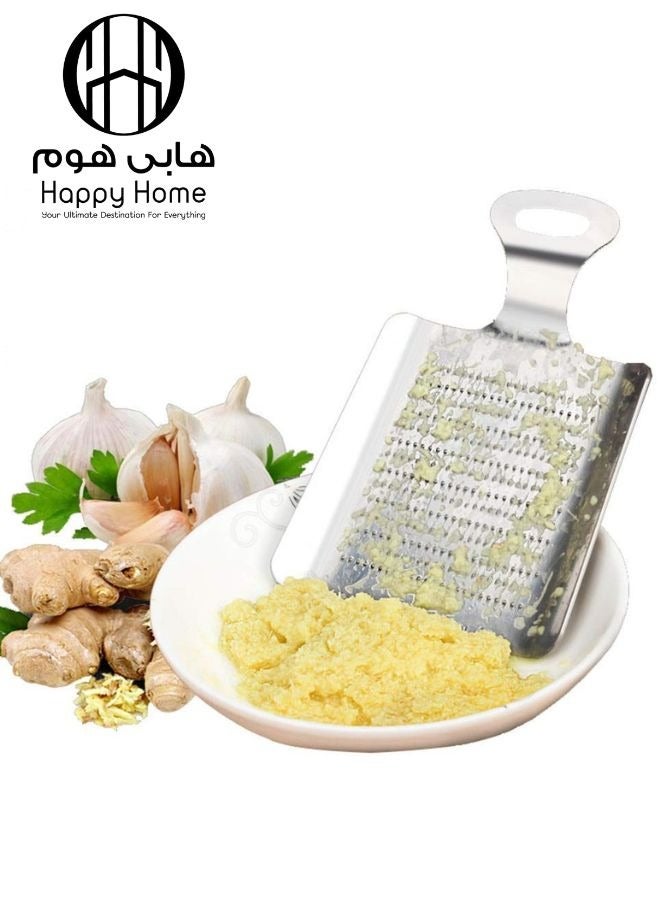 هابي هوم مبشرة زنجبيل وثوم صغيرة من الفولاذ المقاوم للصدأ للبشر الناعم/الفرم، مبشرة طعام على شكل مجرفة للزنجبيل، مبشرة زنجبيل صغيرة للثوم والفواكه والجذور، فضية، قطعة واحدة  - Image 1
