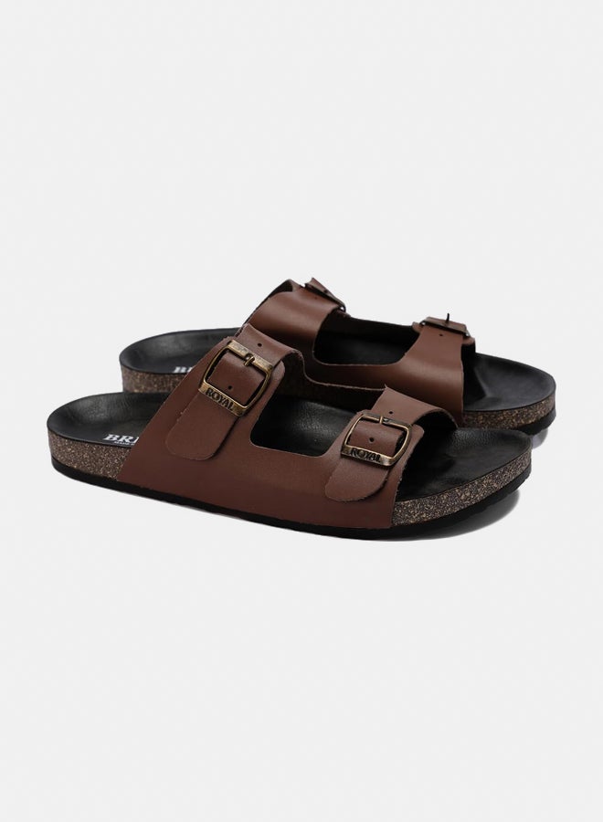 Stylish and comfortable men's slippers made of natural leather - non-slip medical sole - available in various colors and sizes  - Image 1