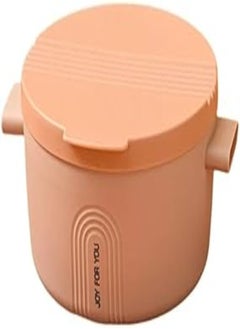 Plastic Round Lunch Box Containing Sealed Lid With Strong Handles And Stainless Steel Interior Design Suitable For Unisex Adults - Pink