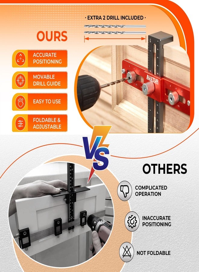 AUXTUR Cabinet Hardware Jig, Adjustable Cabinet Handle Template Tool with Alignment Hole, Punch Locator Drill Guide for Knobs,Handles and Pulls, Cabinet Template Tool for Drawer Cabinet Installation - Image 3