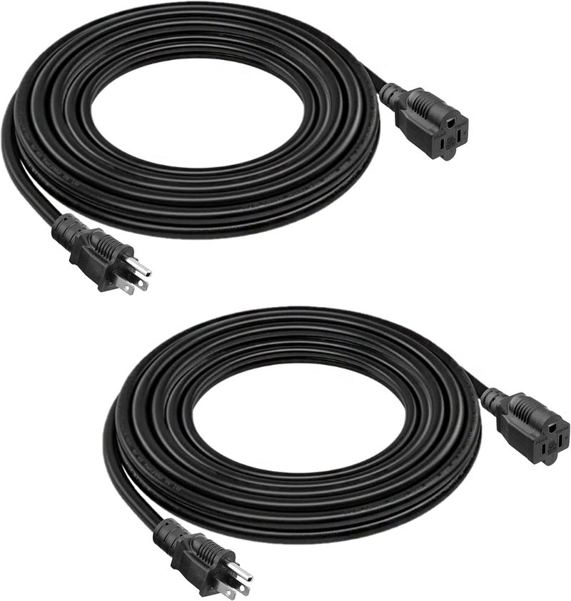 Belllights 2-Pack 15ft Extension Cord Outdoor 16 SJTW AWG Heavy Duty Power Cord 3 Prong, NEMA 5-15P to NEMA 5-15R, Power Cable for Indoor and Outdoor Use - Image 1