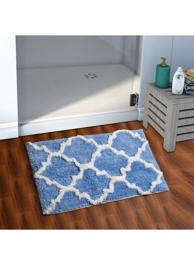 AEROHAVEN™ Glorious Super Soft Microfiber Abstract Moroccan Designer Anti Slip Bathmat (Aqua, 40 cm x 60 cm) - Image 1