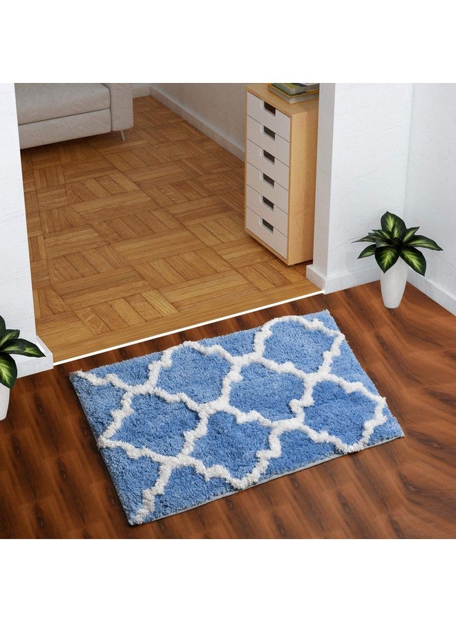 AEROHAVEN™ Glorious Super Soft Microfiber Abstract Moroccan Designer Anti Slip Bathmat (Aqua, 40 cm x 60 cm) - Image 2