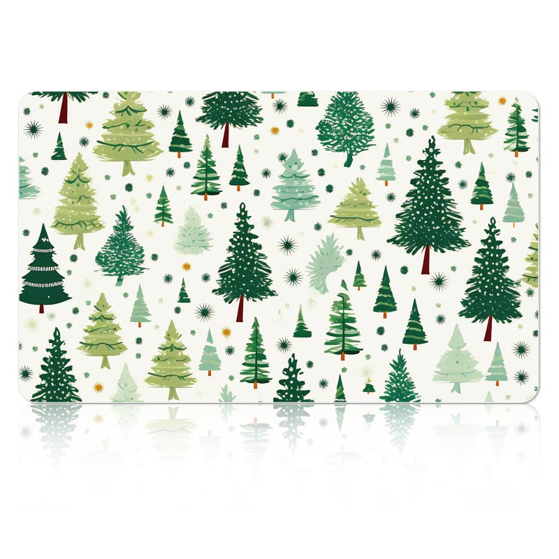 Tinideya Winter Dish Drying Mat for Kitchen Counter 12 x 20 Inch Coffee Bar Winter Mat Small Absorbent Holiday Dish Drainer Pad for Holiday Kitchen Accessories Decor(Christmas Tree) - Image 1