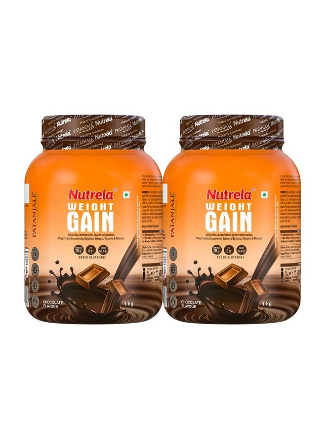 Nutrela Weight Gainer | 1kg Chocolate Flavour (Pack of 2) | High-Calorie Mass Gainer with Vitamins & Khandsari Sugar | Ideal for Men & Women - Image 1