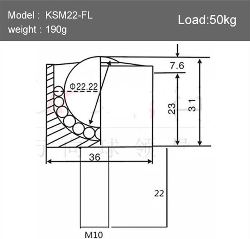 عجلات كروية عالمية من الفولاذ المقاوم للصدأ SUS304 KSM 22FL عجلة أجهزة مقاومة للصدأ - Image 3