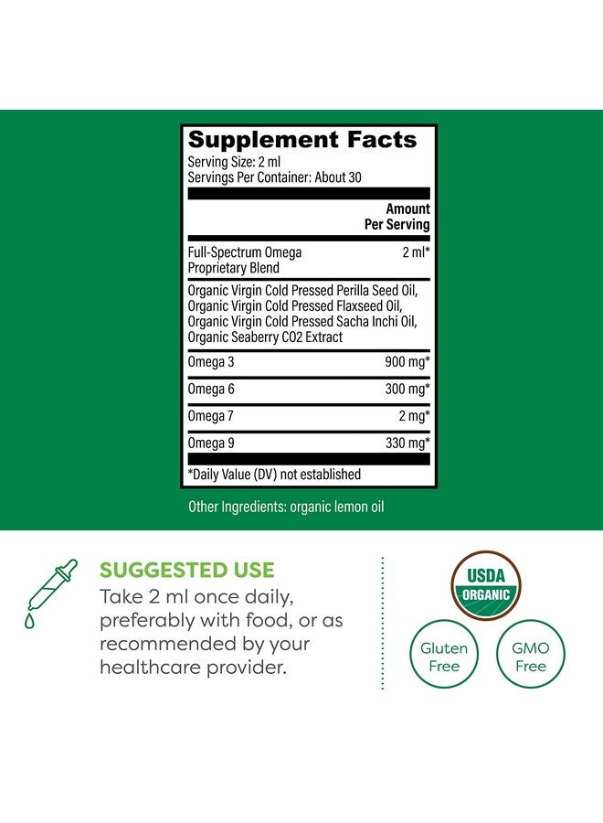 Global Healing Organic Omega 3 6 9 And 7 Seaberry Co2 Extract Fishfree Nongmo Omega 3 Supplement For Women  Men Contains Perilla Seed  Flaxseed Oil Omega 3 Fish Oil Alternative 2 Fl Oz