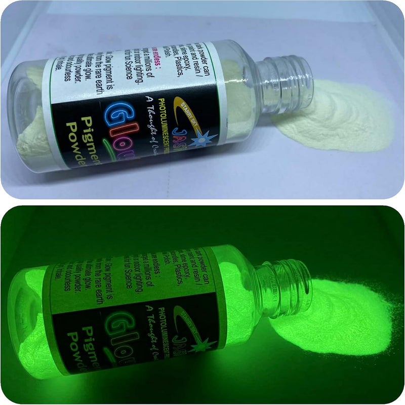 JASH Glow in The Dark Paint Powder Yellowgreen 100g Pack - Image 2