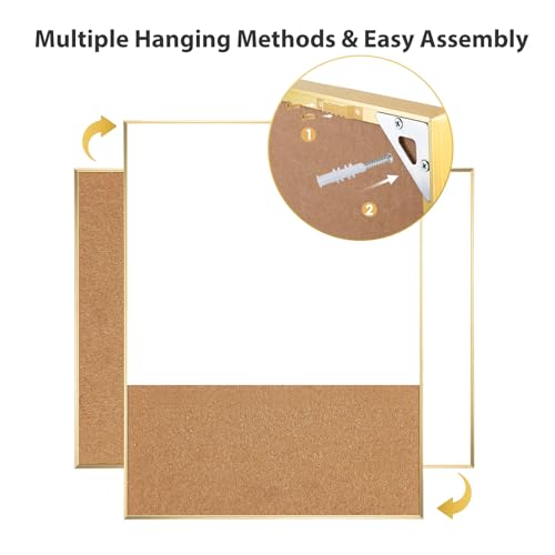 ARCOBIS Dry Erase Cork Board Combo, 24"X18" Bulletin White Board for Wall, Magnetic Corkboard Whiteboard Combination, Vision Board for Office, Home, School Gold Frame - Image 4