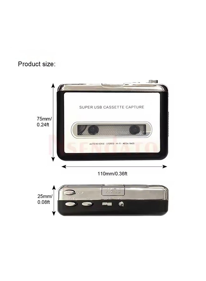 Portable USB C Cassette Player Recorder Tape to mp3 converter Type C to USB Cassette Capture Audio Music Radio Player - Image 2