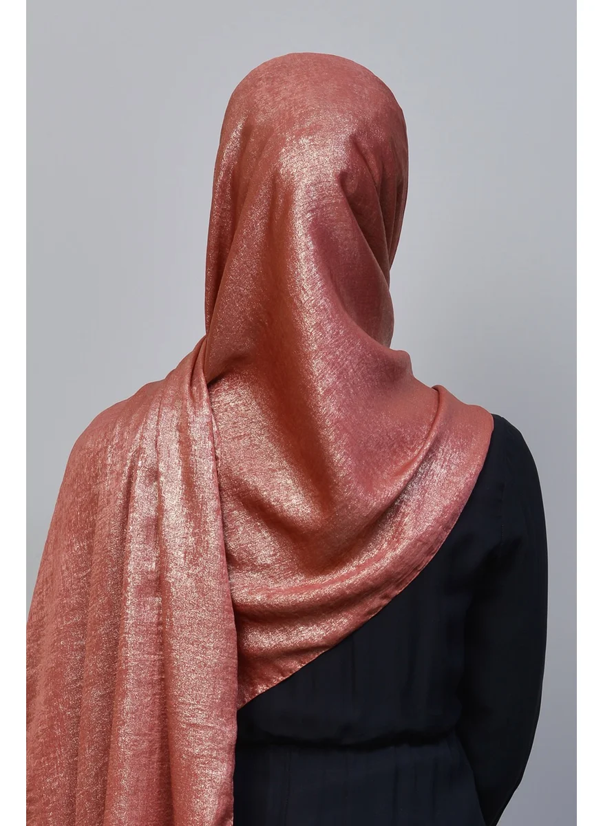 التوبة Double Color Shiny Glitter Flared Princess Hijab Shawl Cotton Dusty Rose - Gold