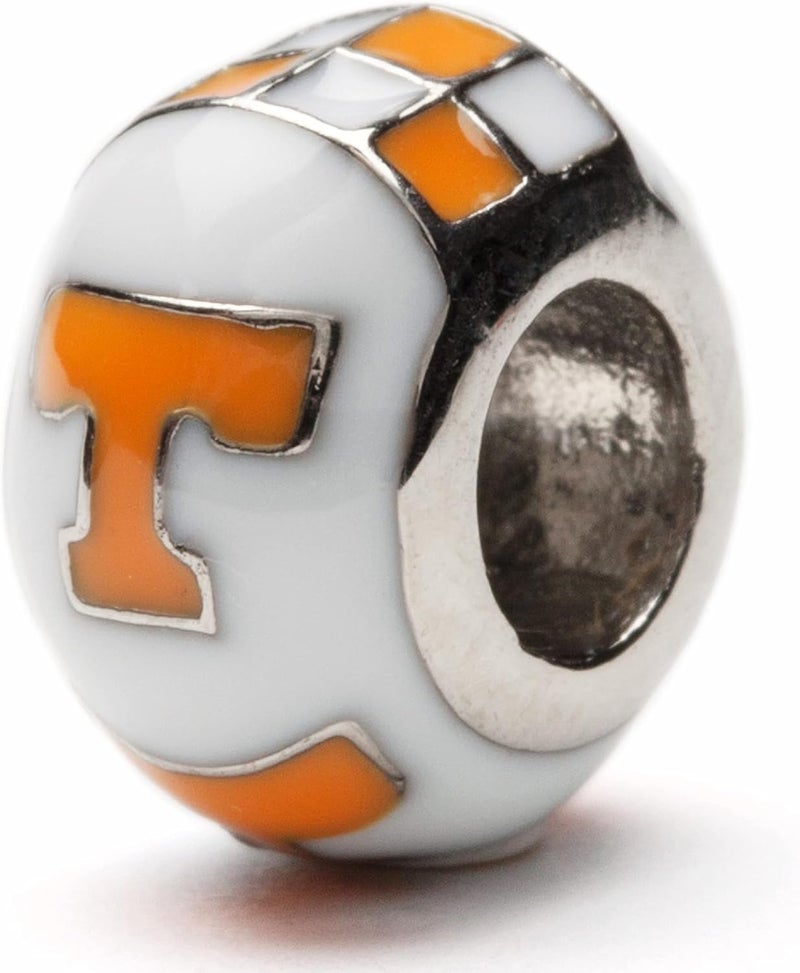 Stone Armory Tennessee Vols Charms and Jewelry for Women - White and Orange Tennessee Bead - Hypoallergenic Stainless Steel Charms - Tennessee Vols Gifts - Image 1